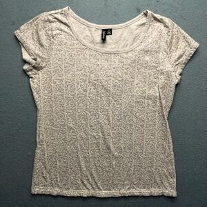 Relativity Women's Short‎ Sleeve Sequin Embellished T Shirt Top Size S Beige